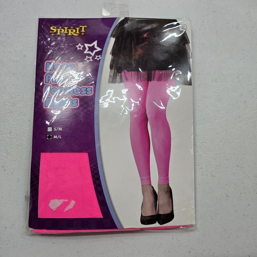 Spirit Neon Hot Pink Footless Tights M/L NIP